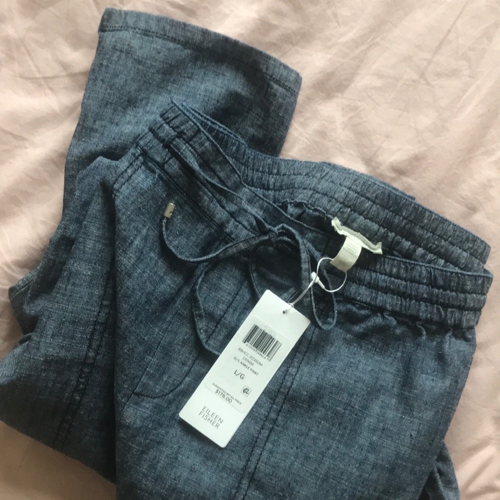 Eileen Fisher chambray pant.